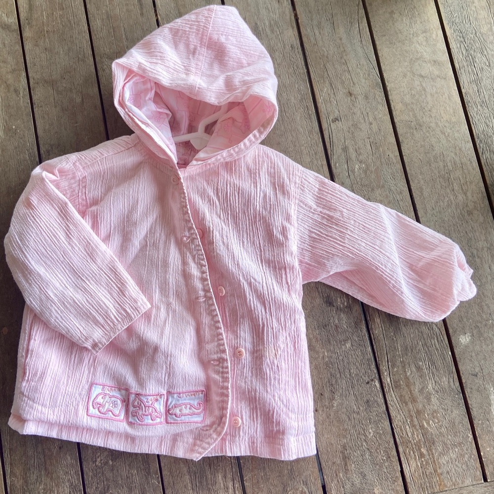 MicroMotion BabyGirl Sz 9-12m Pink Animal Raincoat